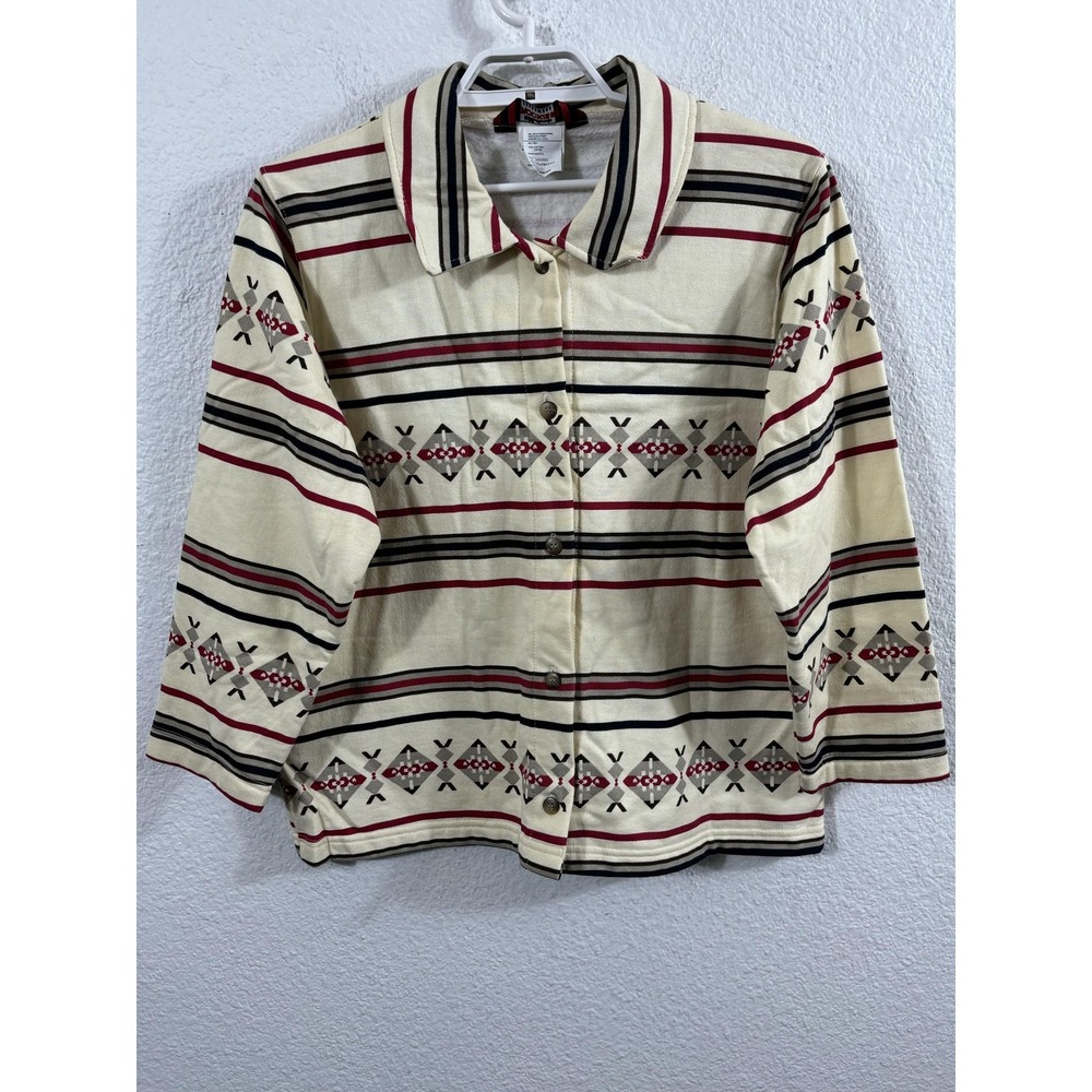 Vintage Rockies Shacket Womens Large Western Aztec Button Front Made USA 90s Y2K